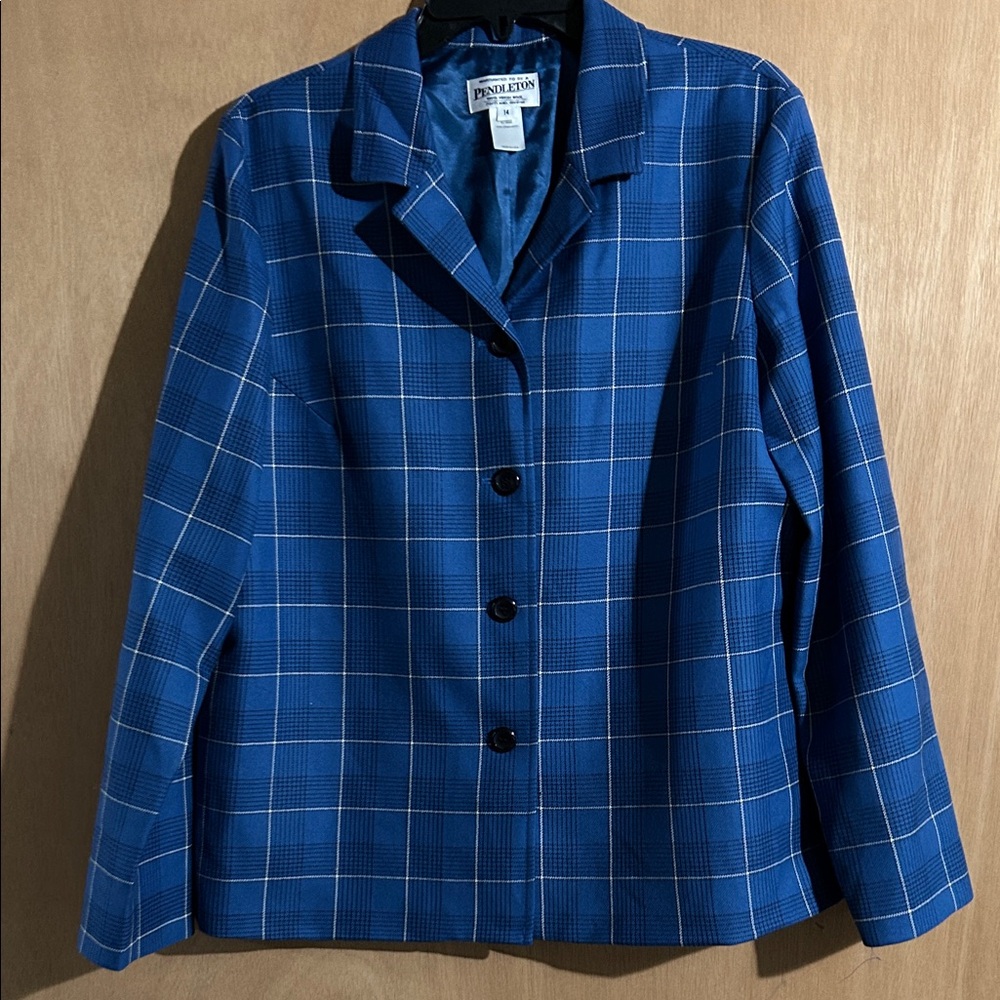 Pendleton Women's Blue Checkered Blazer - Picture 1 of 7